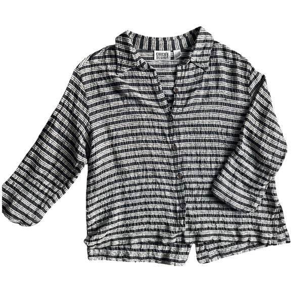 Chico's Tops - Y2K Vintage Chico's silk blend striped button down - Large